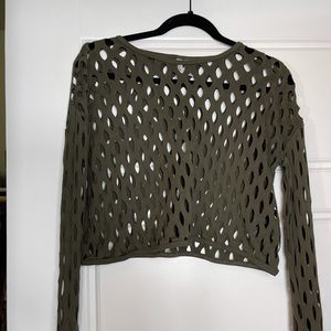 Olive Cropped Long Sleeve